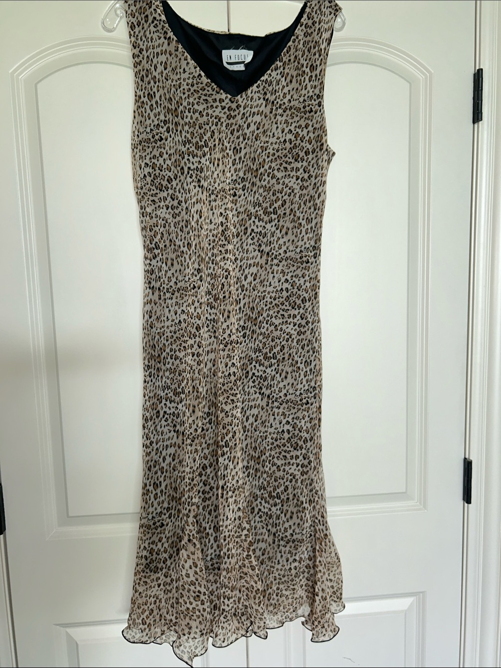 Leopard Print Sleeveless Dress in Tan